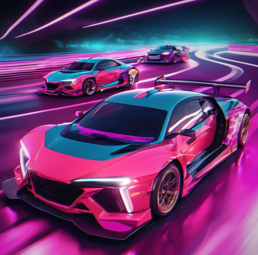 Two cars racing side by side with split timers and gear indicators showing exactly what's happening