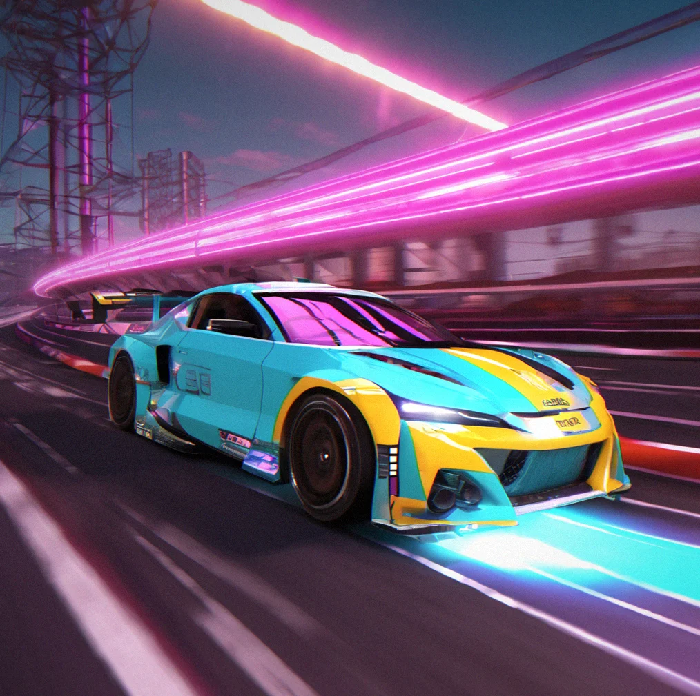 Time trial showing your lap time, how you're doing on each section, and the engine tuning screen where you adjhst gear ratios and turbo settings